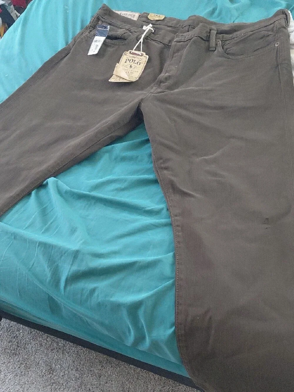 Polo by Ralph Lauren Men’s Olive Brown Slim Straight Jeans